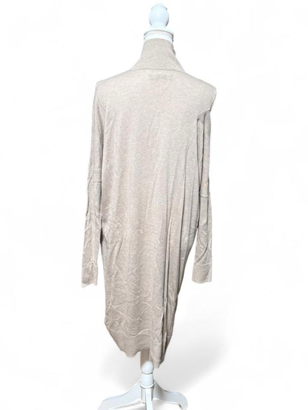 AllSaints Cecily Dress Small Beige Knit Turtleneck Midi Sweater Dress Cotton - Picture 4 of 7